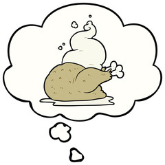 cartoon cooked chicken and thought bubble
