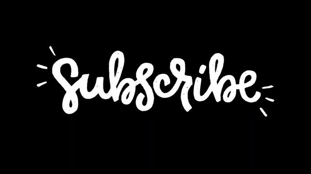 Animated hand drawn lettering expression Subscribe on transparent background. 4k footage with white handwritten script clicking to follow account, blog, group. Ultra HD text animation alpha channel