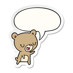 cartoon bear and speech bubble sticker