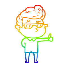 rainbow gradient line drawing cartoon cool guy