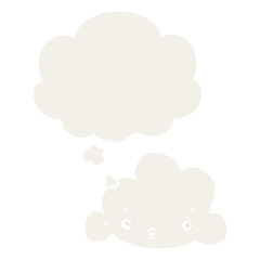 cute cartoon cloud and thought bubble in retro style