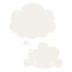 Schilderijen op glas cute cartoon cloud and thought bubble in retro style © lineartestpilot
