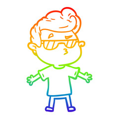 rainbow gradient line drawing cartoon cool guy