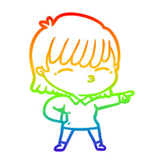 rainbow gradient line drawing cartoon woman