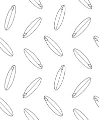 Vector seamless pattern of hand drawn doodle sketch surf board isolated on white background 