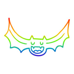 rainbow gradient line drawing cartoon bat