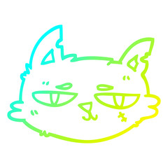 cold gradient line drawing cartoon tough cat face