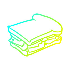cold gradient line drawing ham cheese tomato sandwich