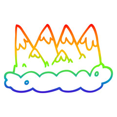rainbow gradient line drawing cartoon mountains