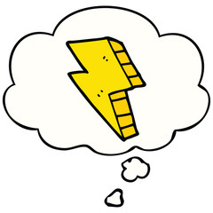 cartoon lightning bolt and thought bubble