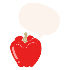 cartoon pepper and speech bubble in retro style