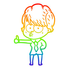 rainbow gradient line drawing cartoon woman