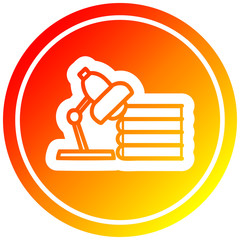 lamp and study books circular in hot gradient spectrum