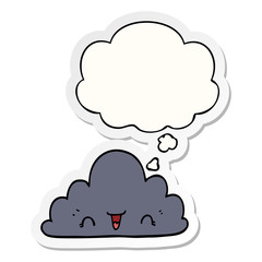 cute cartoon cloud and thought bubble as a printed sticker