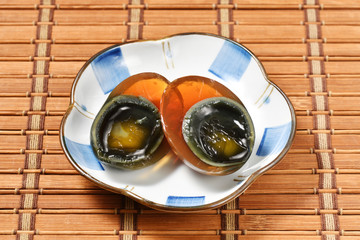 Preserved egg on the plate