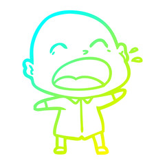 cold gradient line drawing cartoon shouting bald man