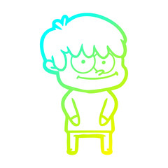 cold gradient line drawing happy cartoon man