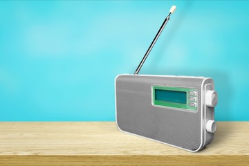 Old retro radio  on background