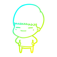 cold gradient line drawing cartoon smug boy