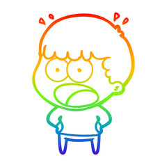rainbow gradient line drawing cartoon shocked man