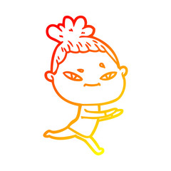 warm gradient line drawing cartoon woman