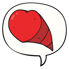 cartoon love heart symbol and speech bubble