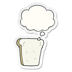 cartoon slice of bread and thought bubble as a printed sticker