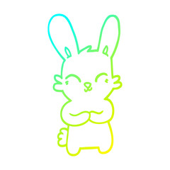 cold gradient line drawing cute cartoon rabbit