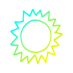 cold gradient line drawing cartoon sun