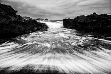 Black and White Water in Motion on California Seascape