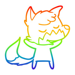 rainbow gradient line drawing friendly cartoon fox