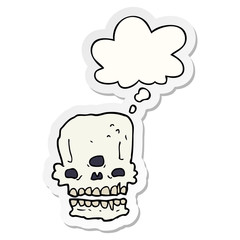 Obraz na płótnie Canvas cartoon spooky skull and thought bubble as a printed sticker