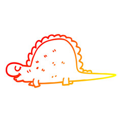 warm gradient line drawing cartoon prehistoric dinosaur