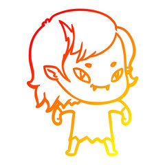 warm gradient line drawing cartoon friendly vampire girl