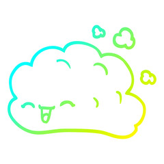 cold gradient line drawing cartoon happy cloud