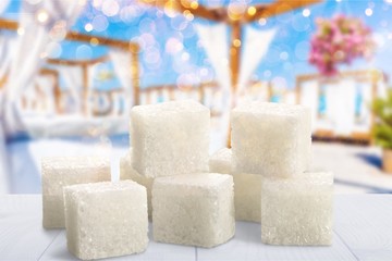 Sugar cubes isolated on white background