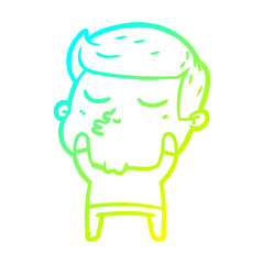 cold gradient line drawing cartoon model guy pouting
