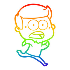 Fototapeta premium rainbow gradient line drawing cartoon shocked man