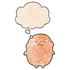 cartoon human and thought bubble in grunge texture pattern style