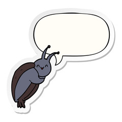 cute cartoon beetle and speech bubble sticker