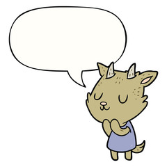 cute cartoon goat and speech bubble