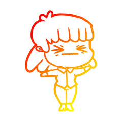 warm gradient line drawing cartoon woman