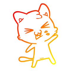 warm gradient line drawing cartoon cat hissing