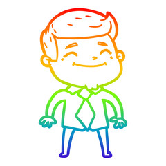 rainbow gradient line drawing happy cartoon businessman