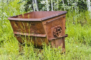 Fototapeta premium Coal mine car in Carmacks, Yukon, Canada