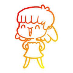 warm gradient line drawing cartoon woman