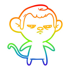 rainbow gradient line drawing cartoon monkey