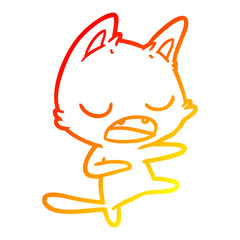 warm gradient line drawing talking cat dancing