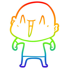 rainbow gradient line drawing happy cartoon bald man