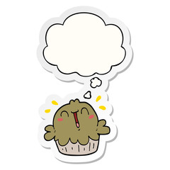 cute cartoon pie and thought bubble as a printed sticker